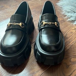 Black chunky loafers